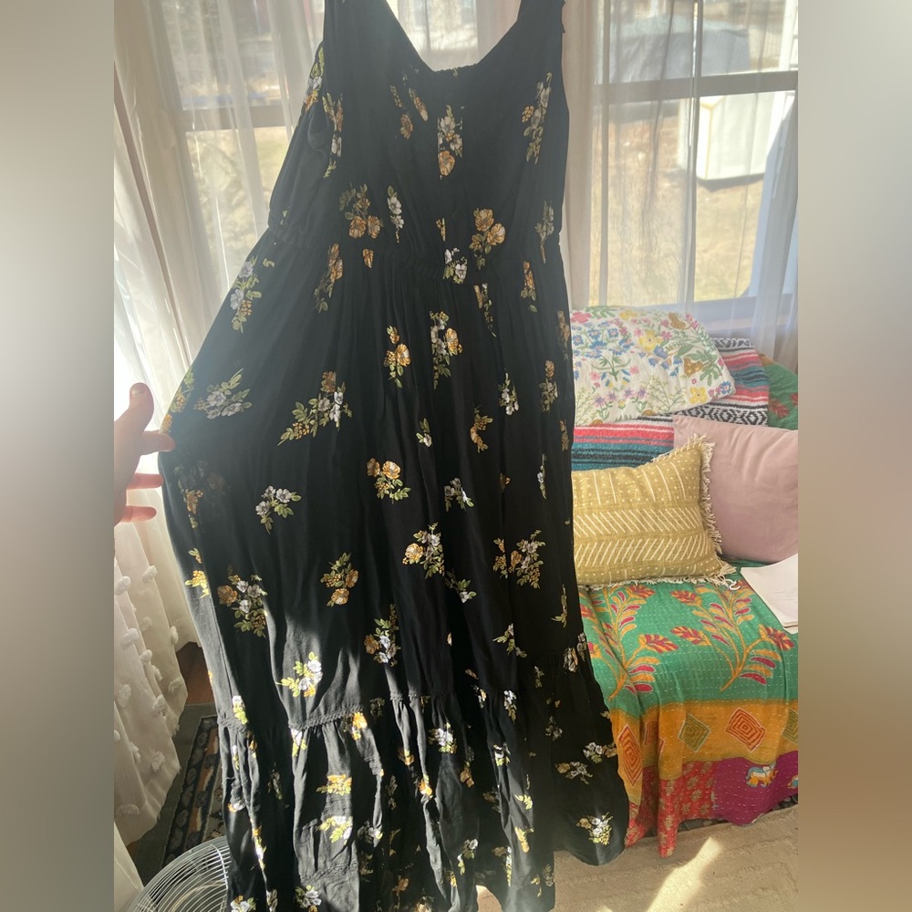 torrid Black Floral Maxi Dress with Yellow and White Blooms